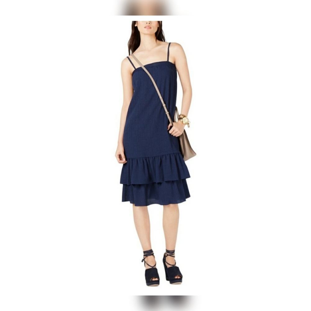 Michael Kors Smocked Ruffle Hem Shift Dress